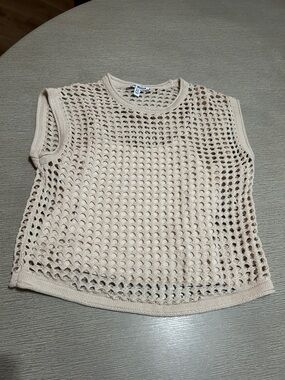 Steve Madden Open-Weave Sleeveless Tank in Light Beige